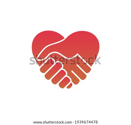 handshake logo, Heart symbol. Hand Shake with Heart shaped 