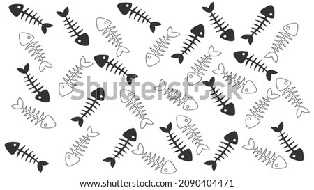 Fish line pattern. Flat vector sea, ocean or water animal sign. fishing symbol. Fishbones, fishbone print. Swims underwater. Fish skeleton bone icon. Foto stock © 