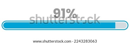 91% Loading. 91% progress bar Infographics vector, 91 Percentage ready to use for web design ux-ui