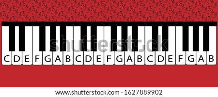 piano keys with letter notes