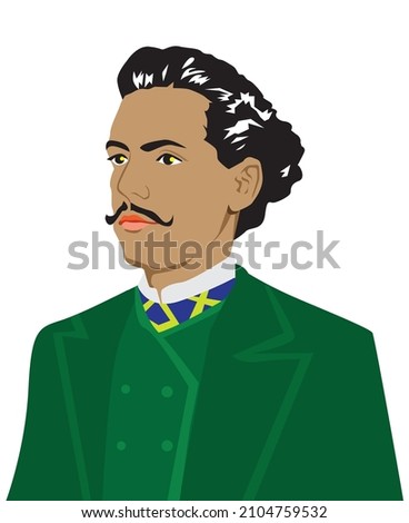 Vectorial Caricature of Castro Alves brazilian writer, poet, literary from the 19th century .