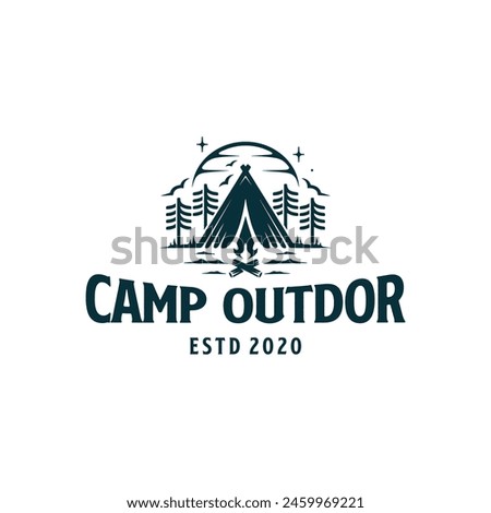 outdor campsite tent vector logo. white background