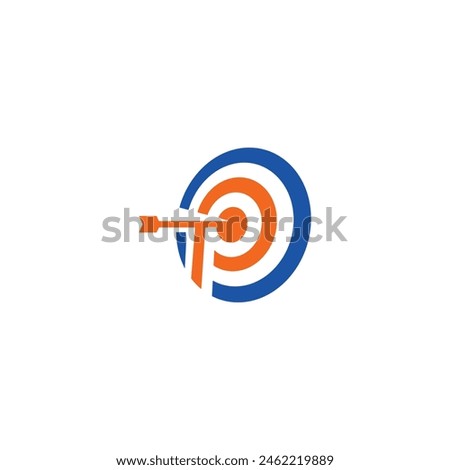 vector logo letter P arrow target. white background