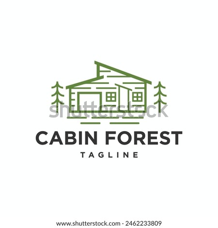 simple forest cabin vector logo. white background