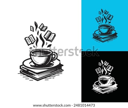 coffee book vector logo. white background