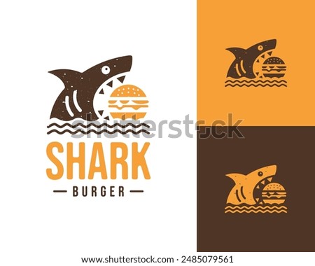 creative vector shark burger logo. white background