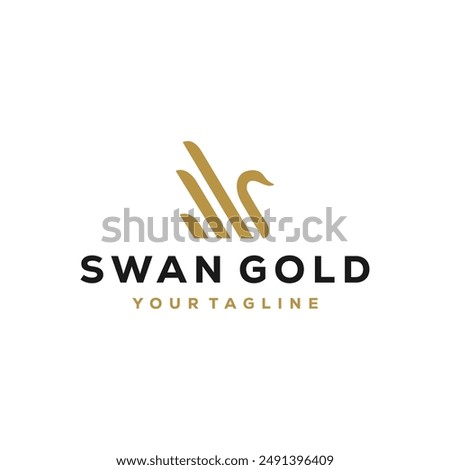 golden swan vector logo design template