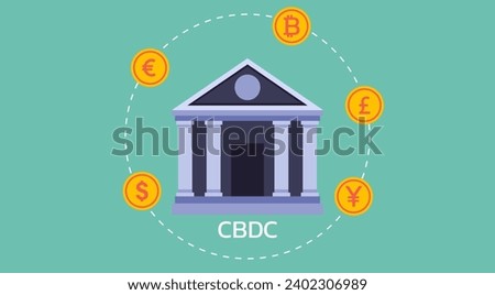 Unlocking the Future of Finance, CBDC and Digital Currency Transformations for Seamless Money Payment Transfers, Flat Vector Illustration Design