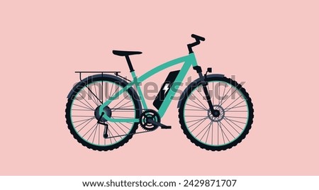 Electric Bicycle or E-Bike, Environment and Mobility Concept, Flat Vector Illustration Design