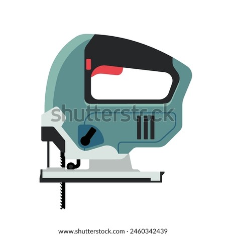 Electric Jigsaw Saw Tool for Construction and Home Improvement, Flat Vector Illustration Design