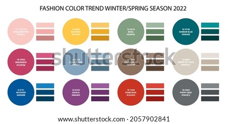 ACTUAL FRESH New fashion color trend winter spring season 2021 2022. Color palette forecast of the future color trend Imagine de stoc © 