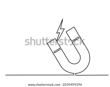 Single continuous line drawing of a magnet