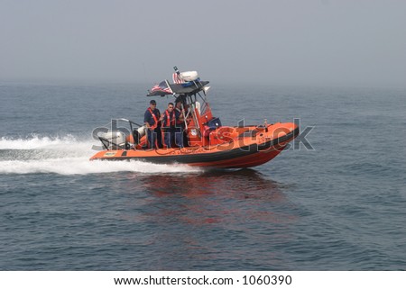 High speed Coast Guard patrol boat. Editorial use only.