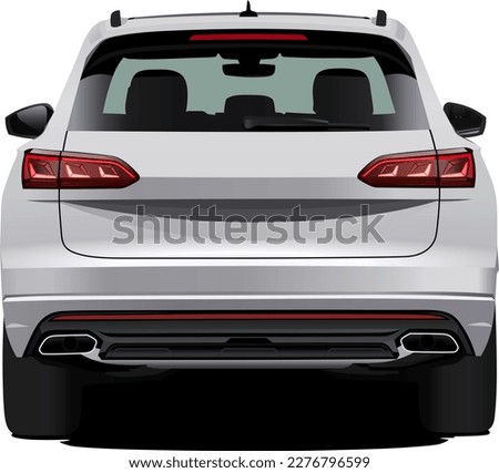 Realistic vector isolated White SUV, Back View with shadow and gradients   Stockfoto © 