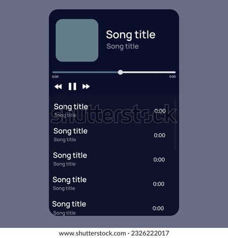 Vector illustration music player interface for smartphone.  Spotify template