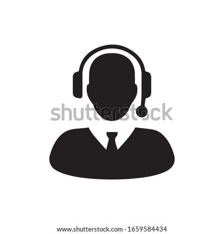 Customer Service Icon - User With Headphone Vector illustration