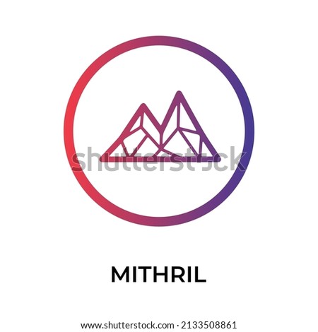 Mithril Cryptocurrency token icon. MITH token symbol. Cryptocurrency vector icon. Flat Vector illustration - Vector