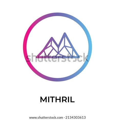 Mithril Cryptocurrency token icon. MITH token symbol. Cryptocurrency vector icon. Flat Vector illustration - Vector