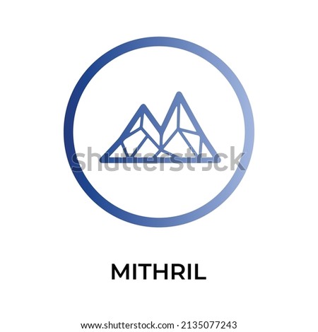 Mithril Cryptocurrency token icon. MITH token symbol. Cryptocurrency vector icon. Flat Vector illustration - Vector