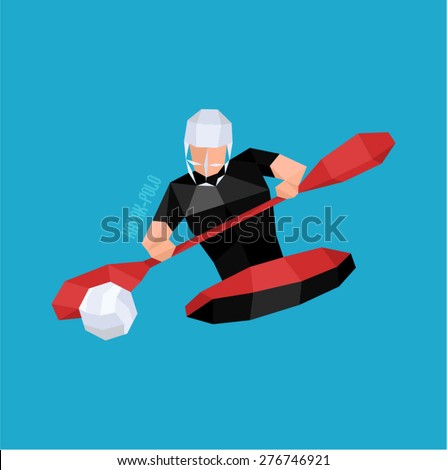 Young practicing water sport called kayak polo