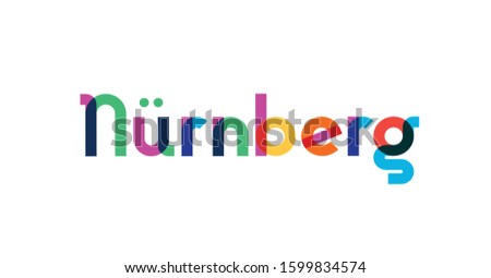 Vector illustration, lettering composition, Nurnberg german city, calligraphy, handwritten lettering logo. Design for postcards, t-shirts, banners, greeting cards, mugs, stickers. EPS 10