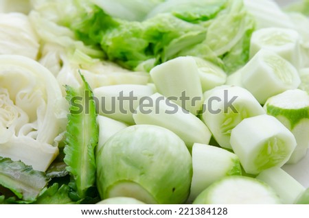 Close up of boiled vegetables for background