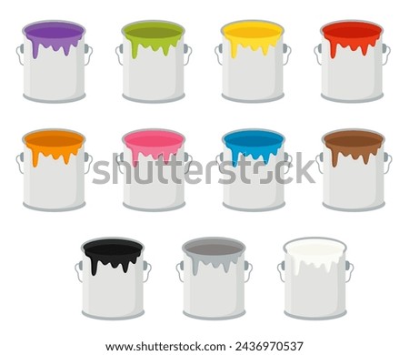 Set of colorful paint cans. Vector illustration.