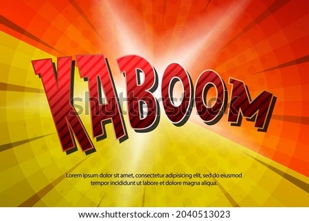 pop art comic background with kaboom text on red and yellow