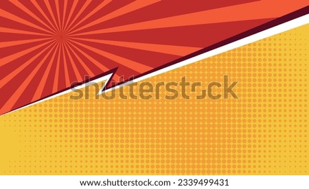 comic pop art with two color background on yellow and red