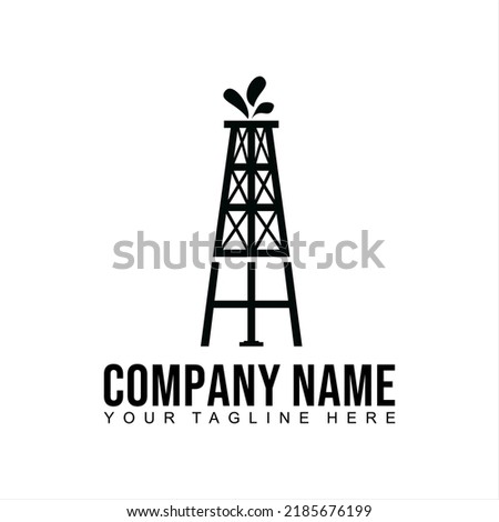 Oil tower design logo vector, simple flat style design with letter H and H concept