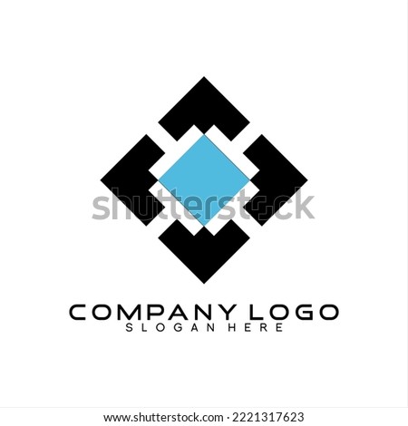 Abstract four letter T vector logo design in square plane.