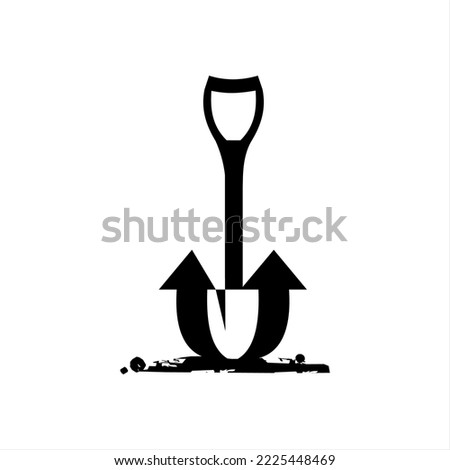 Vector logo design illustration of a shovel with two up arrows. Unique design logo