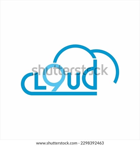 Cloud logo design with number 9 on letter O.