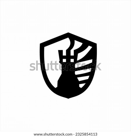 Simple shield fort illustration with abstract rays. Can be used for security application logo.