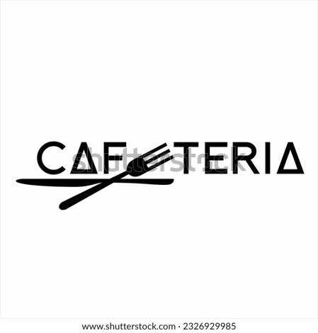 Cafeteria word design with fork and knife. Vector illustration.