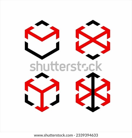 Storage box icon. Storage box illustration in line style with arrows in four options.