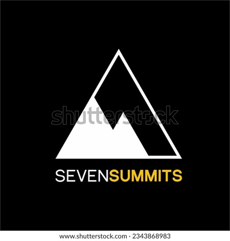 Seven summits logo design with illustration of a mountain and number 7 in negative space.