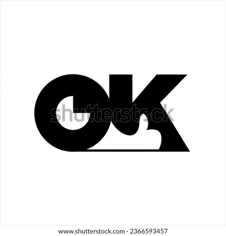 OK word design illustration of time on letter O and agreement sign on letter K in negative space.