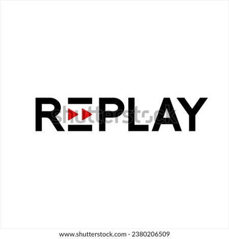 Replay word design with its symbol on letter E.