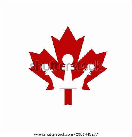 Maple leaf logo design with chess pawn.
