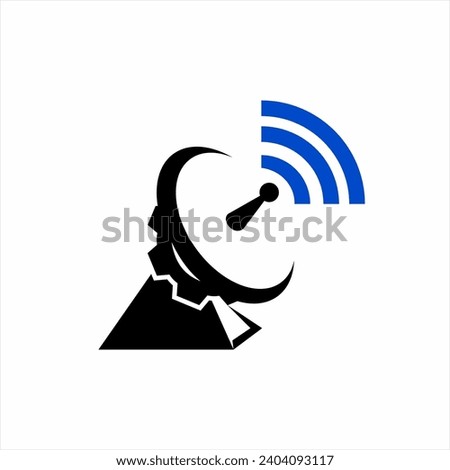 Parabolic antenna icon silhouette logo design.