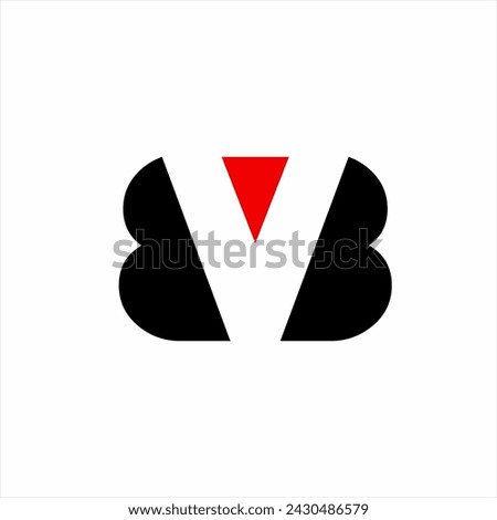 VB letter logo design with a split heart concept.