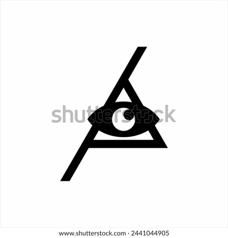 Eye logo design with unusual letter A and slash mark. Vector Illustration Design.