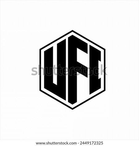 UFC letter logo design with hexagon concept.