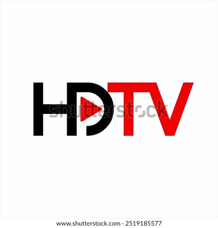 HDTV text logo design with play symbol on letter D.