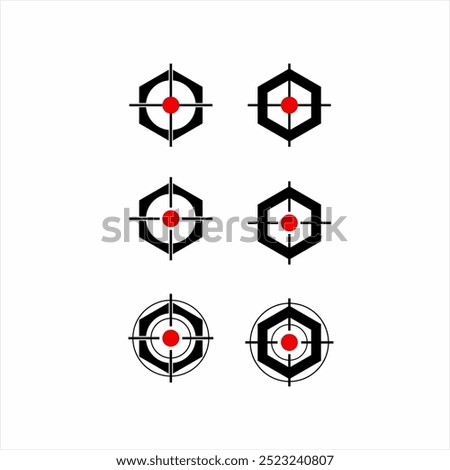 Target icon logo set design with circle and hexagon.