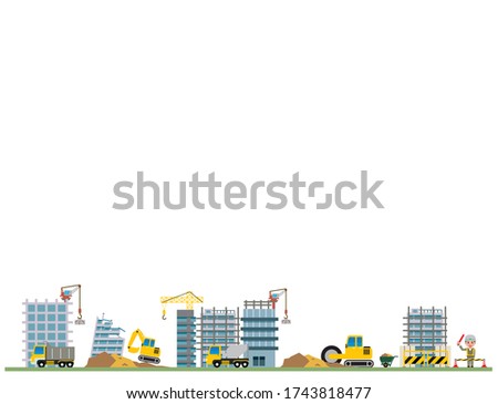 Building, demolition work, illustration material