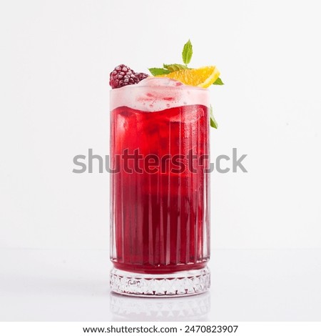 Similar – Image, Stock Photo Red alcohol cocktail with black olive and whiskey lemon cocktail