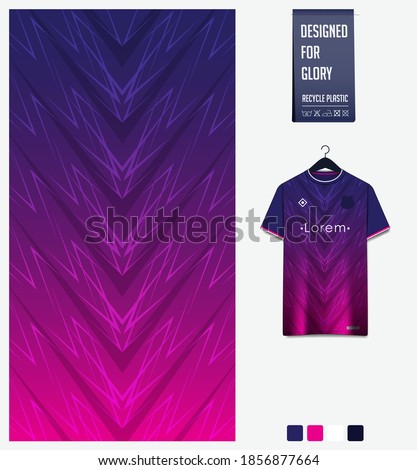 Fabric pattern design. Abstract pattern on blue gradient background for soccer jersey, football kit, e-sport, basketball, sports uniform, t-shirt mockup template. Abstract sport background. Vector.