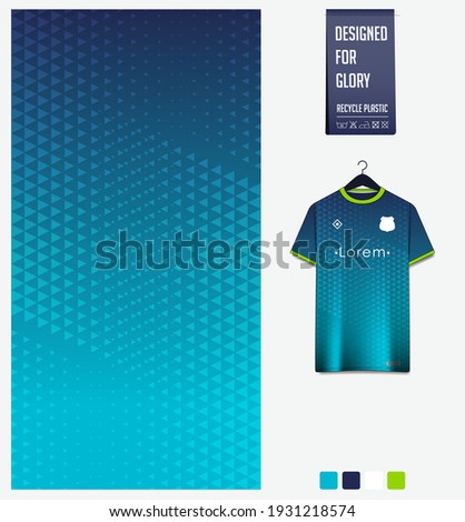 Soccer jersey pattern design. Geometric pattern blue abstract background for soccer kit, football kit, bicycle, e-sport, basketball, t-shirt mockup template. Fabric pattern. Sport background. Vector